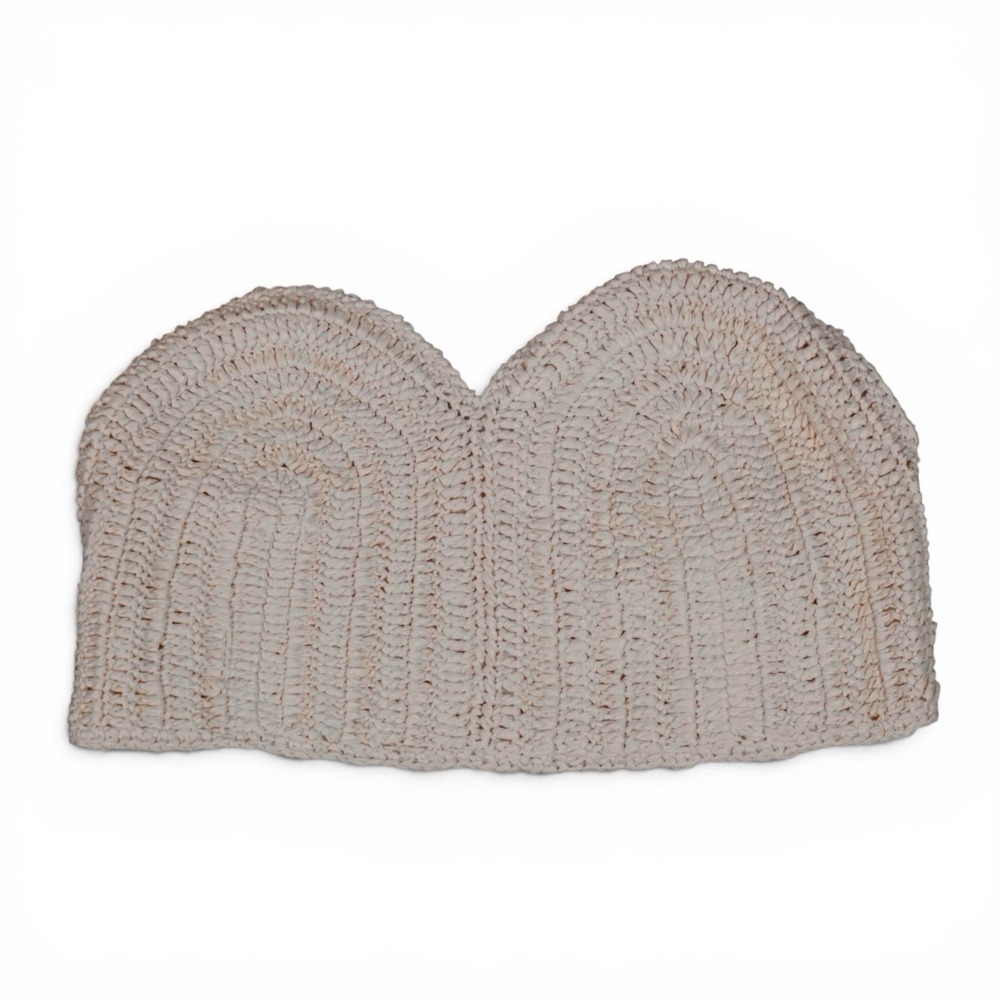 Zara Cropped Bustier Top Cream Strapless Raffia Vacation Corset Size Small
